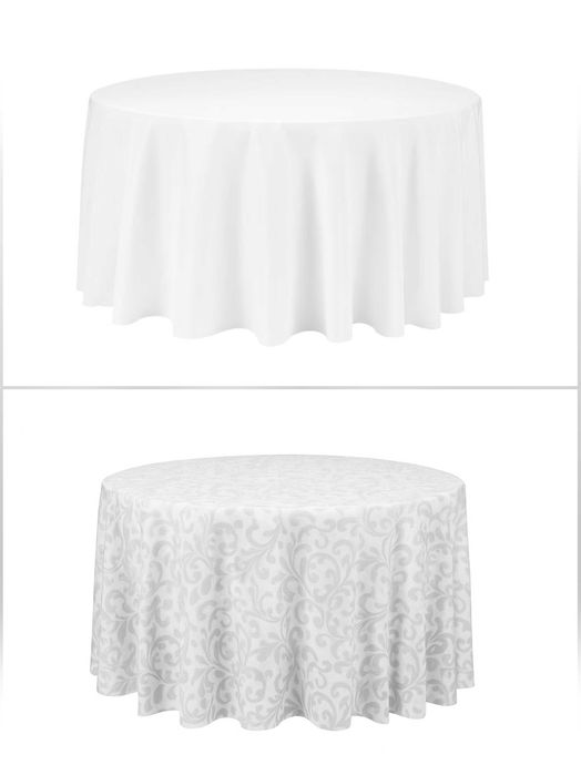 Луксозни кръгли бели покривки за маса - 320 см