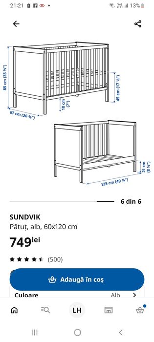 Pătuț Sundvik cu saltea inclusă
