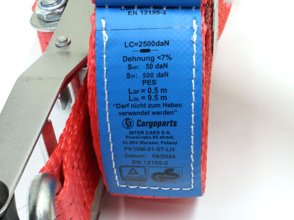 Колан с усилена тресчотка за укрепване на товар 10м 50мм 5 тона Пътна