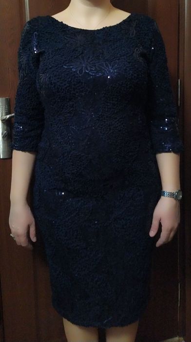 Официална рокля с пайети в тъмно син цвят от Junona