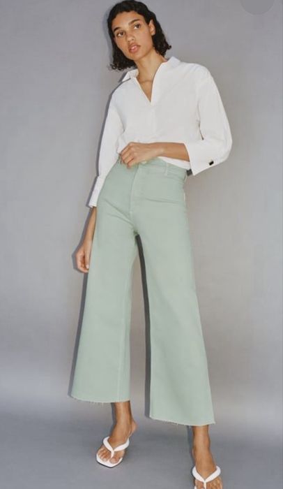 Дънки Zara в ментовозелено