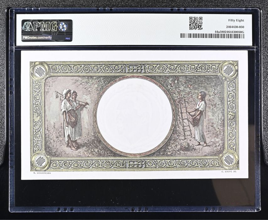 1000 lei 1936 pmg58 aunc bancnota gradata