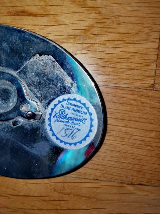 Сребърна тока за колан USA американска ръчна изработка Блу Рибън - Distinctive Blue Ribbon , Rockmount , Ranch Wear , Denver Colorado супер находка