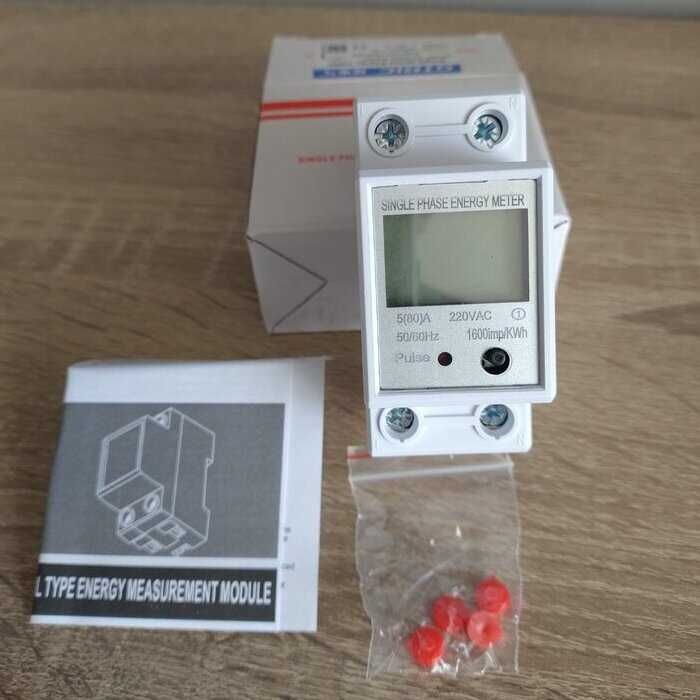 Монофазен електромер за DIN шина, 80A, 36мм