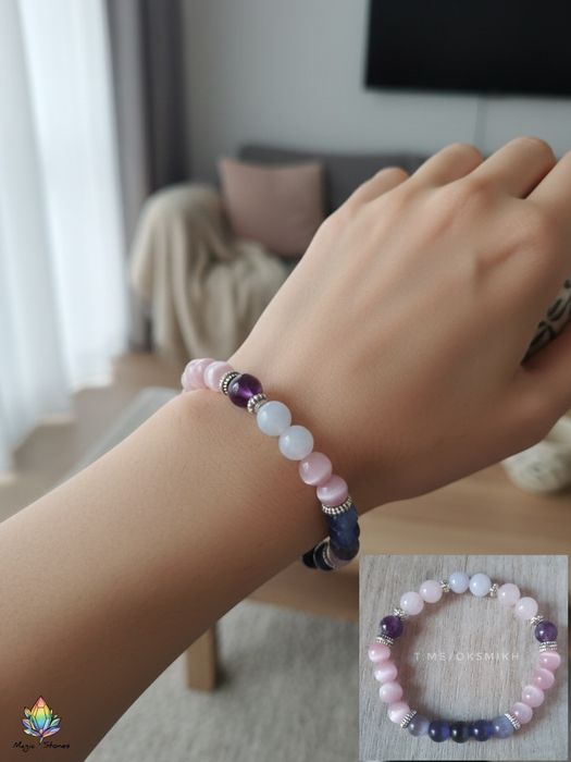 Браслеты из микса камней. Изделия ручной работы. Более 50 видов.