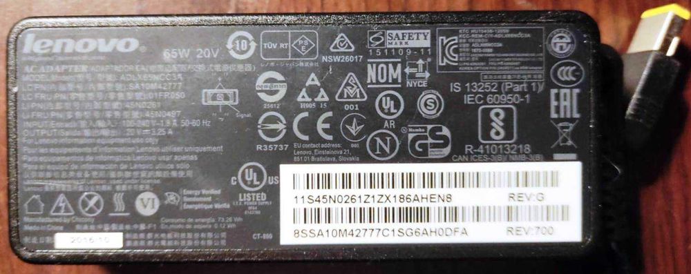 Vand Lenovo charger 65W 20V