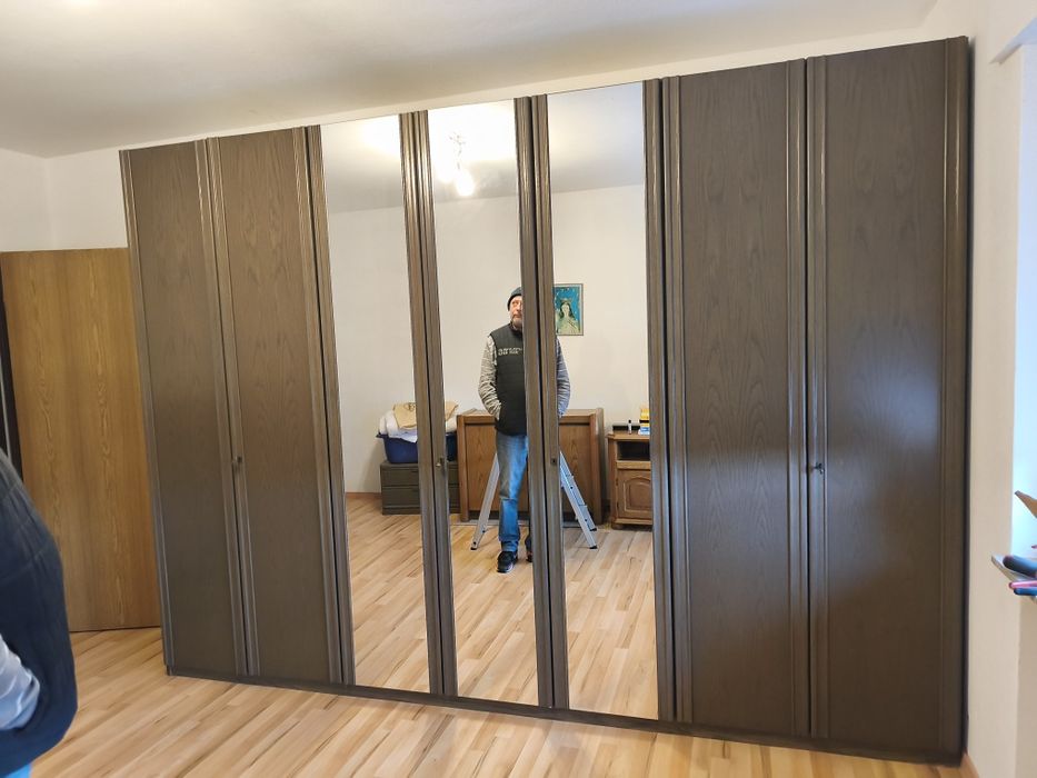 Dulap haine/dressing cu  oglinzi, stejar inchis