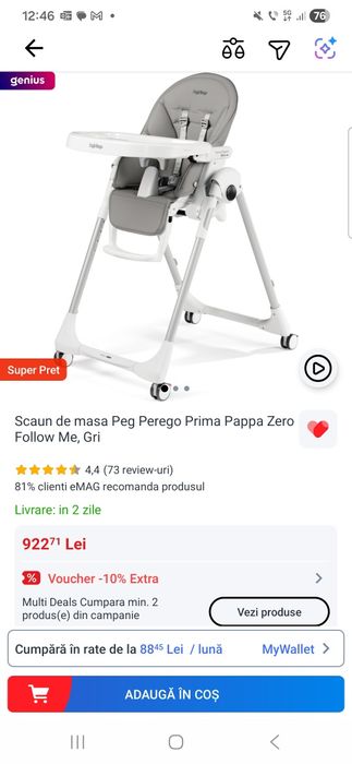 Scaun de masa Peg Perego Prima Pappa