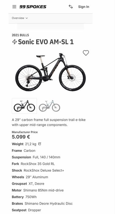 Bicicletă Electrică Asistată BULLS Sonic Evo AM-SL 1 Carbon Full Suspension - Motor Shimano EP8, Baterie 750Wh, Stare Excelentă, 510 km rulați