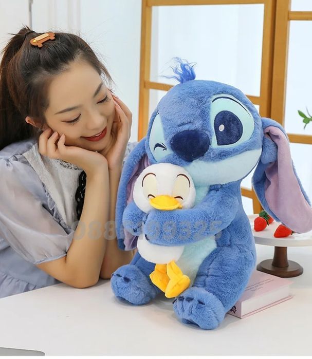 Голям плюшен Стич с Пате 45см Disney Лило и стич плюшени играчки