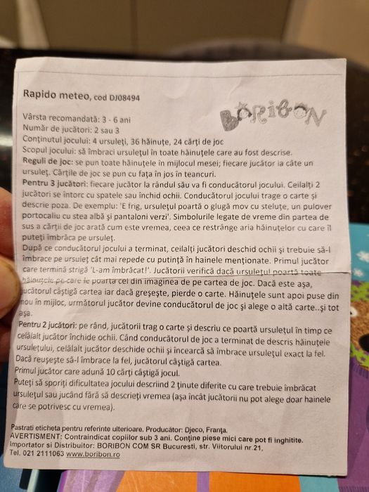 Rapido meteo, joc de memorie