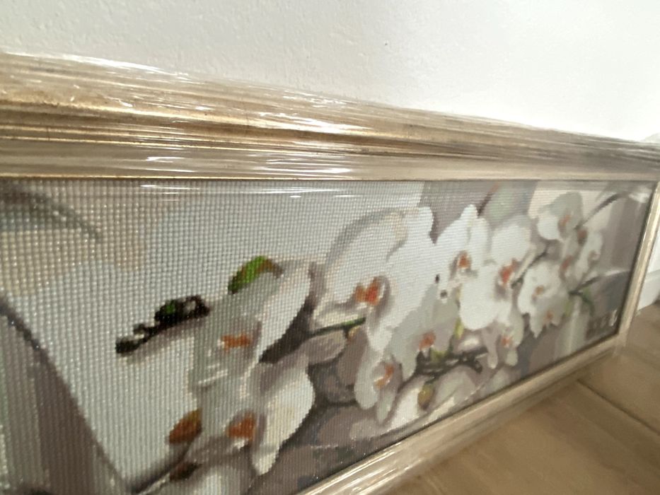 Диамантен гоблен в рамка, 93 х 33 см, орхидеи