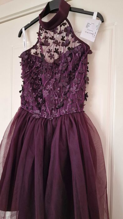 Мини рокля NOVA дантела тюл тъмнолилав Lorreti