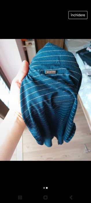 Helanca bleumarin  cu dungi argintii