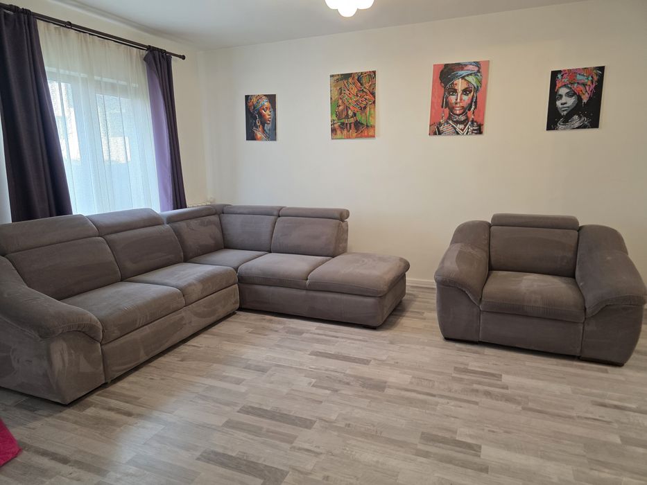 Coltar extensibil + fotoliu gri