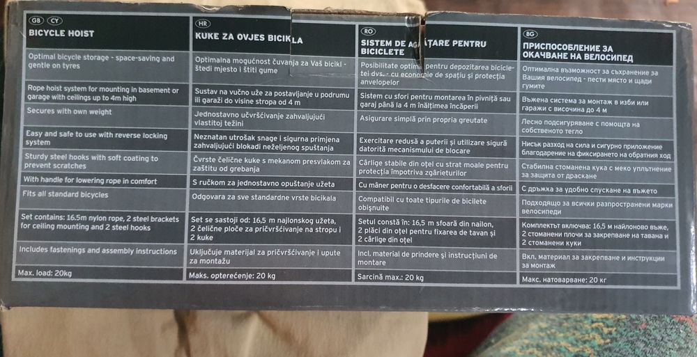 Bicycle Hoist - Sistem Prof. de Agățare Biciclete