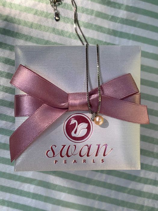 Сребърно колие с розова перла - Swan Pearls