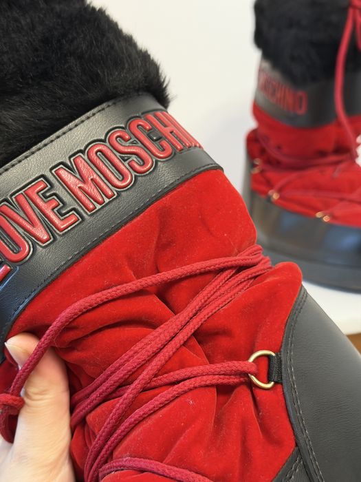 Love Moschino Moon Boots Roșu catifea negru mărimea 38-40