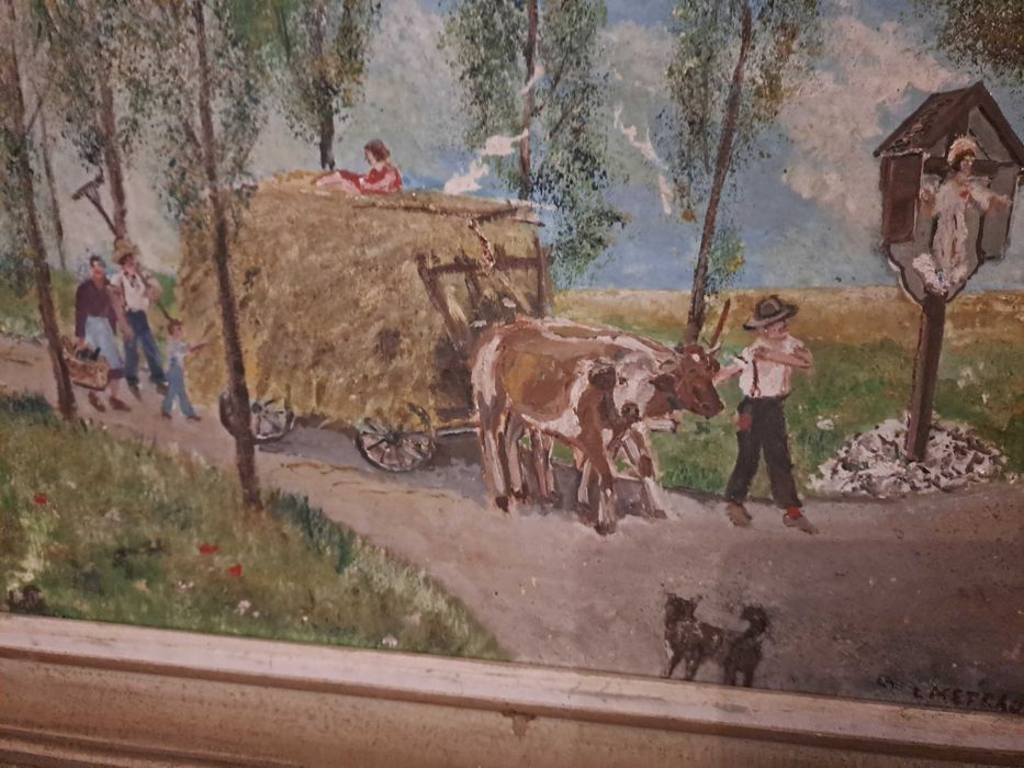 Tablou pictura pe lemn 57/44 cm semnat Lucien Metraux