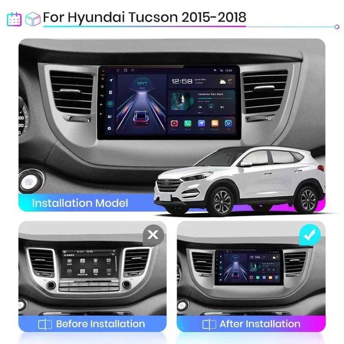 Navigatie Android Hyundai Tucson 2015-2018 Waze YouTube GPS BT USB