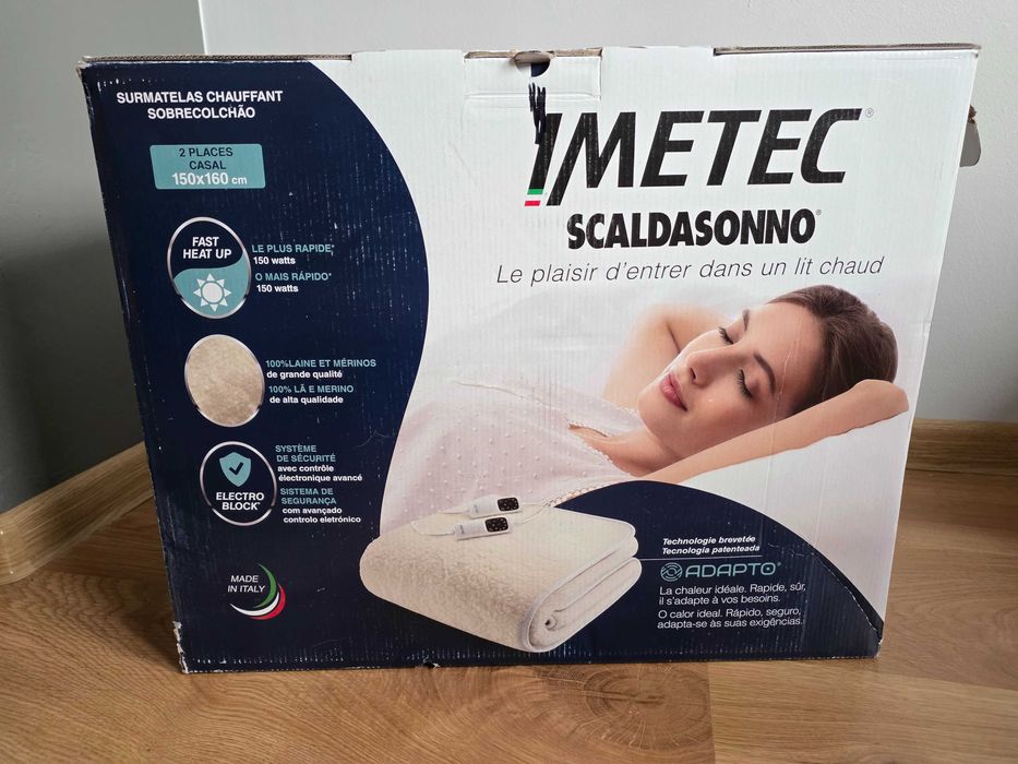 Италианско електрическо одеало 150х160,две зони,мериносова вълна/вълна