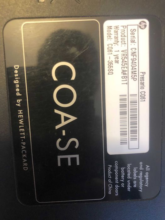 Laptop Compaq defect pentru piese