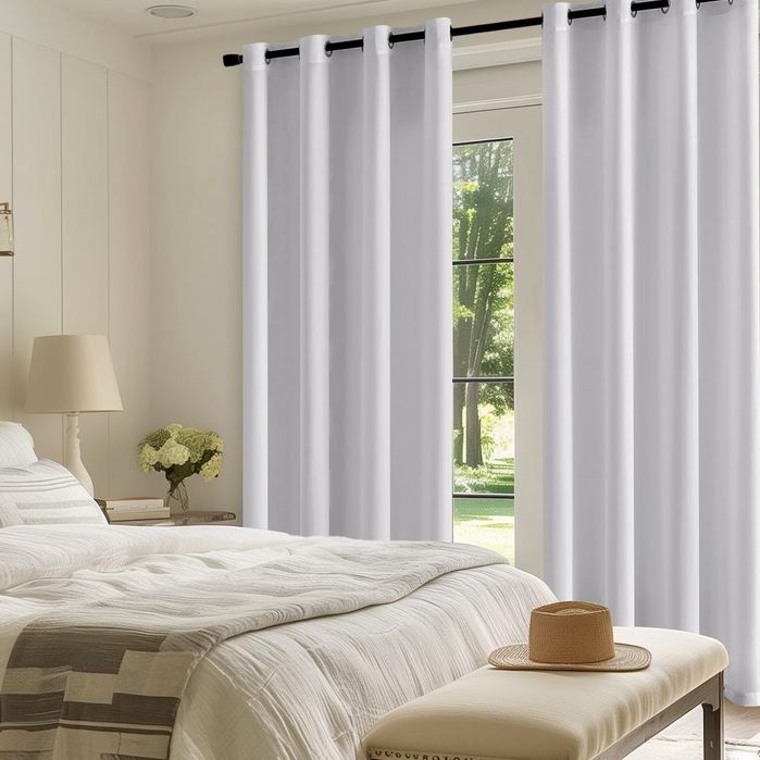 Perdele Voal Albe Semi-Transparente Set 2 Buc