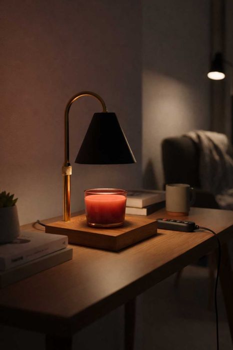 Lampa lumanare Aromaterapie ANTPiT, Marmura Neagra, Reglaj Intensitate, Fara Flacara