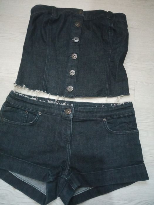 Женская Джинсовая двойка топ и шорты