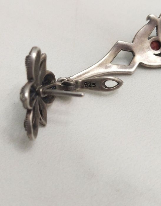 Винтажные серьги из серебра. Марказиты и сердолик