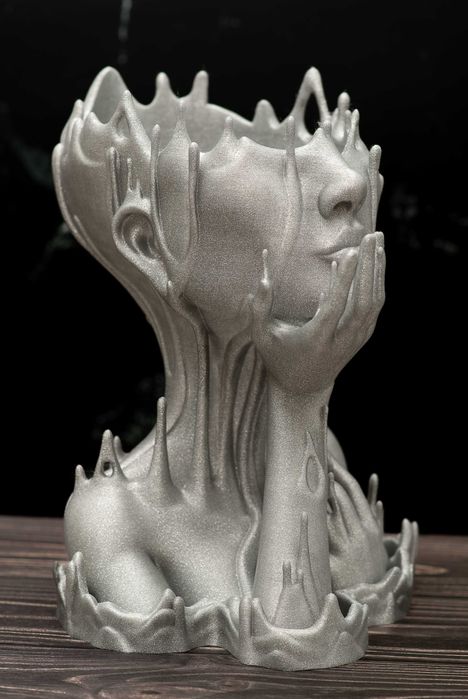 Vaza decorativa Printata 3D Melted Girl Galaxy Brillant Silver