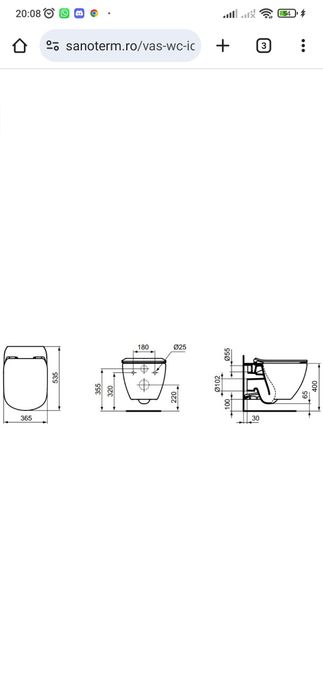 Vas wc suspendat Ideal Standard Tesi AquaBlade alb