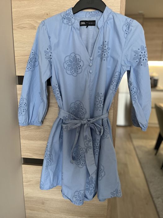 Синя рокля ZARA с колан