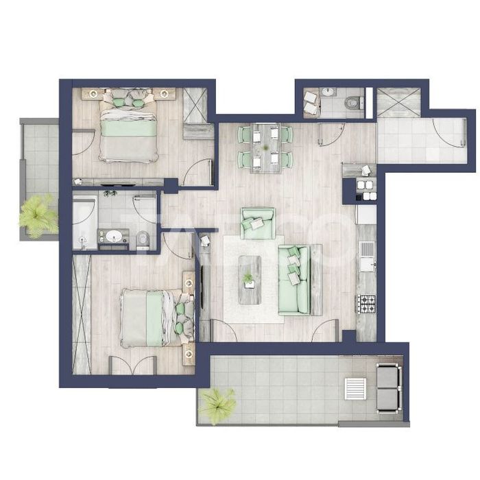 Apartament 3 camere 2 bai bloc cu lift zona de case in Turnisor — fotografia 3