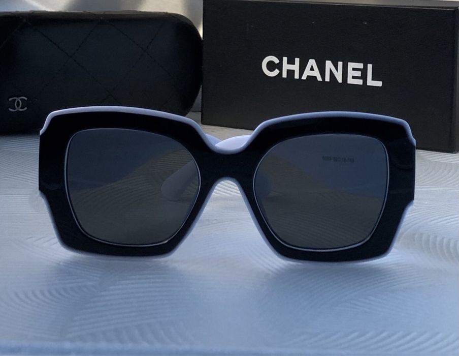 Дамски слънчеви очила елипса овални черно и бяло