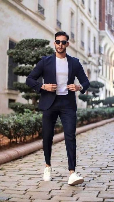 Sacou blazer slim 52 XL premium Vitale Barberis lana super 120's navy