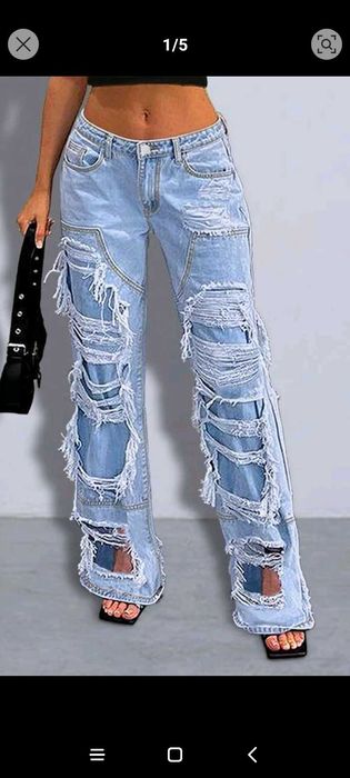 Уникални и различни дънки... Накъсани...Бели с метален ефект...