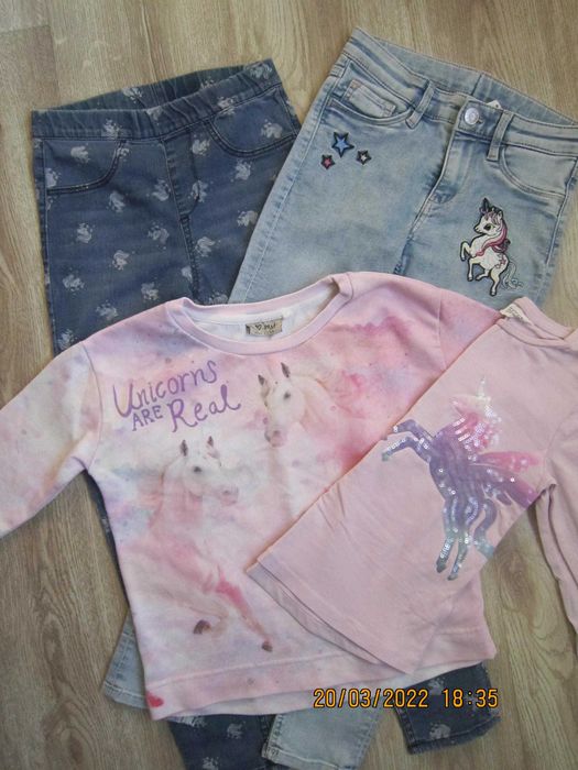 Дънки и блуза с Еднорози на H&M за 7-8 год.
