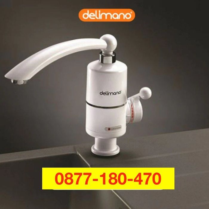 Проточен бойлер нагревател за вода Делимано с гъвкав чучур и дисплей