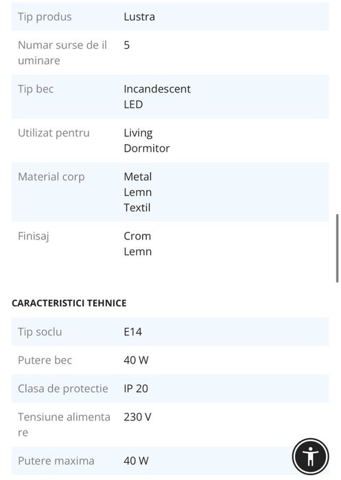 Lustra clasica 5 becuri E14 FAUSTA KL0079 Klausen