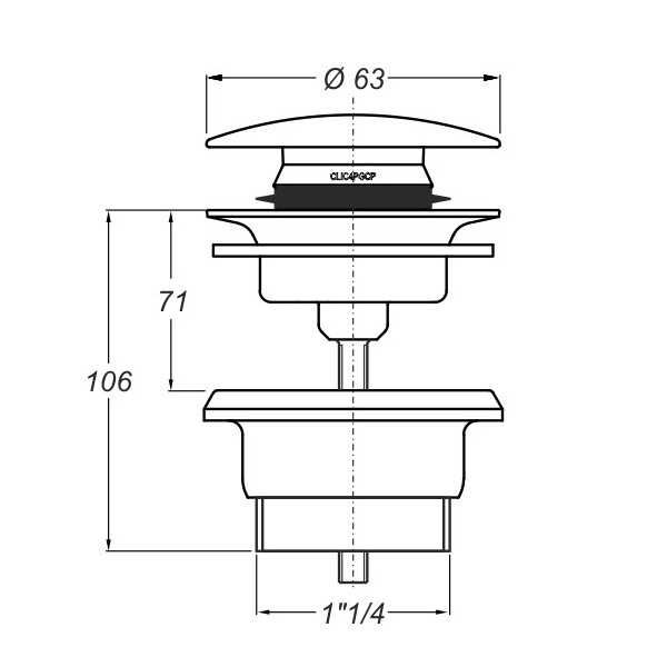 Витло за сифон за мивка Click-Clack черен мат Bonomini