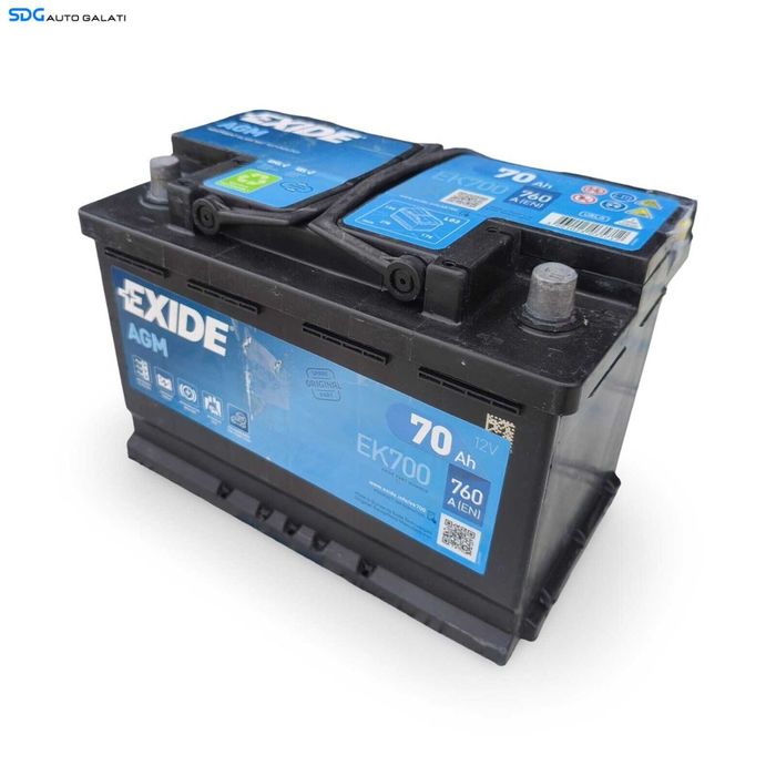 Baterie Acumulator Auto 70AH 760A Start Stop AGM EXIDE EK700 Volkswagen Audi Seat Skoda Ford Opel Toyota BMW Mercedes Renault Peugeot Dacia [LS1352]