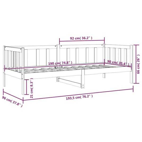 Pat 90x190 cm lemn masiv de pin alb - vidaXL