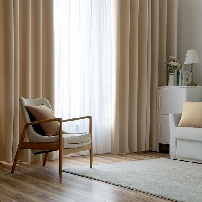 Draperii blackout MIULEE bej 117x228 set 2 buc cu inele