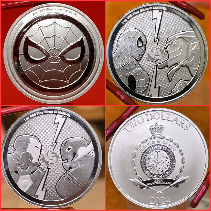 Supereroi Marvel DC Comics monede argint 999 lingou pur