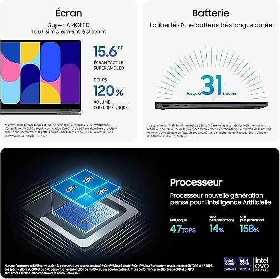 Samsung galaxy book5 360 15.6", copilot+pc, лаптоп с изкуствен интелек