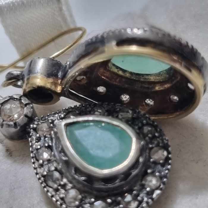 Cercei antici aur ,argint diamante