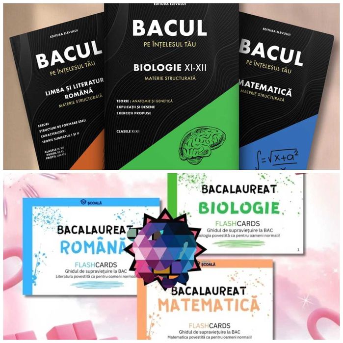 Pregatire Bacalaureat 2026–Flashcard+Cărți Sinteză Ro, Mate, Bio Noi