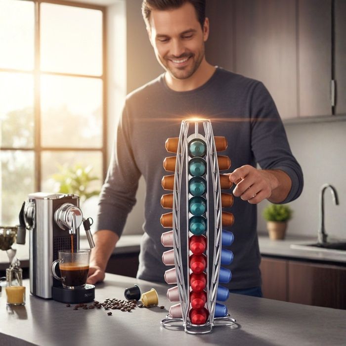 Въртящ се диспенсър за кафе Cheffinger, за капсули Nespresso – капацит