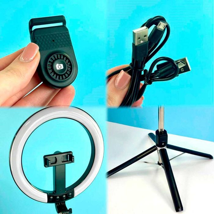 LED ринг лампа, статив, селфи стик,  монопод, 10", Bluetooth shutter